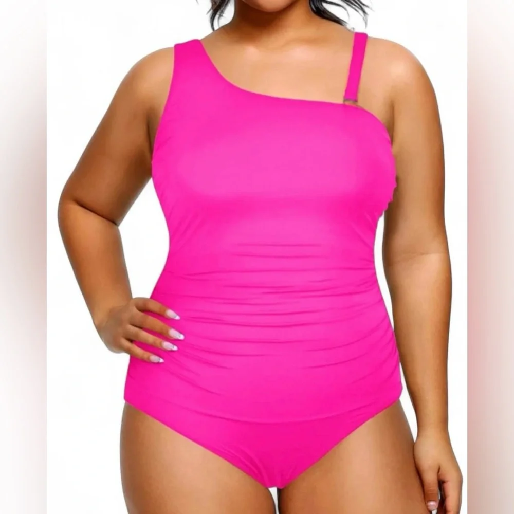 Aqua Eve Swimsuit Sz 22W Adjustable/Removable Strap Ruching Tommy Control - Picture 4 of 8